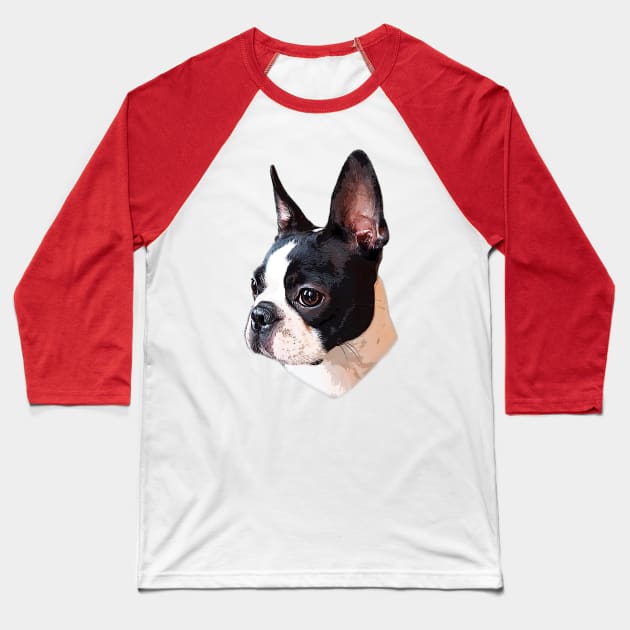 Boston Terrier Face Puppy Dog Baseball T-Shirt by Elarex